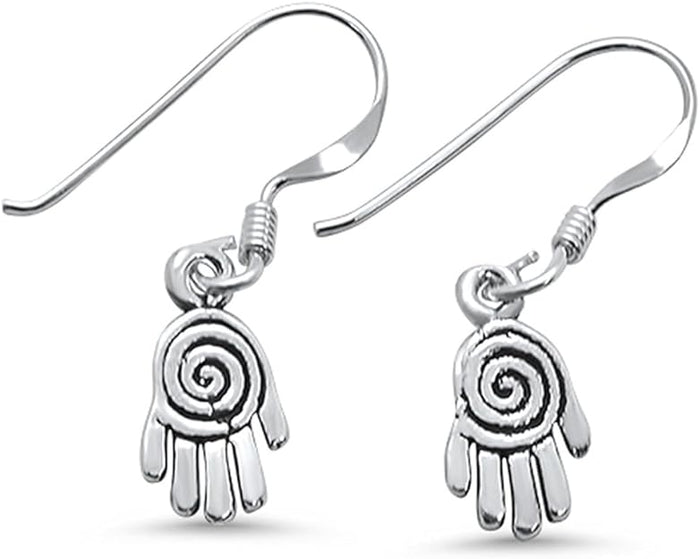 CLOSEOUT! Sterling Silver Plain Hamsa Dangle Earrings