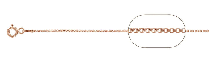 CLOSEOUT 20% OFF! 019-1MM Rose Gold Plated Box Chain .925 Solid Sterling Silver Available in 16"- 26" inches NEW