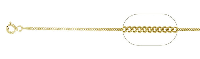 030-1.3MM Yellow Gold Plated Curb Chain .925 Solid Sterling Silver Available in 16"- 22" inches NEW