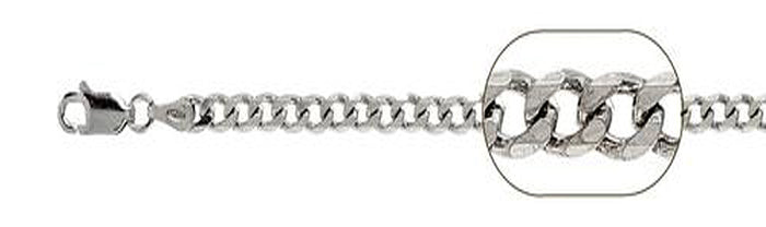 150-6MM Rhodium Plated Curb Chain .925 Solid Sterling Silver Available in 8"- 28" inches NEW