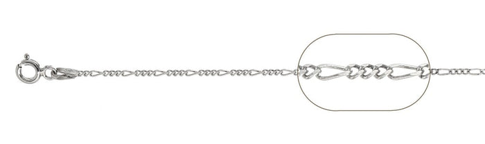 040-1.5MM Rhodium Plated Figaro Chain .925 Solid Sterling Silver Available in 16"- 20" inches NEW