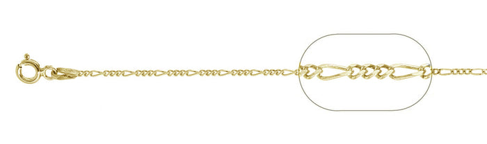 040-1.5MM Yellow Gold Plated Figaro Chain .925 Solid Sterling Silver Available in 16"- 24" inches NEW
