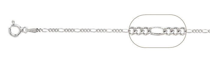 050-1.8MM Rhodium Plated Figaro Chain .925 Solid Sterling Silver Available in 16"- 26" inches NEW