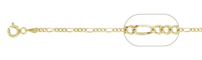 060-2.3MM Yellow Gold Plated Figaro Chain .925 Solid Sterling Silver Available in 16"-26" inches NEW