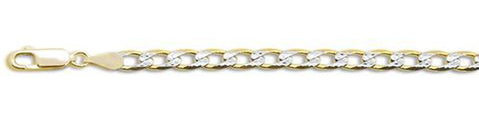120-5MM Yellow Gold Plated Pave Curb Chain .925 Solid Sterling Silver Available in 7"- 26" inches NEW