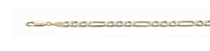 080-3MM Yellow Gold Plated Pave Figaro Chain .925 Solid Sterling Silver Available in 7"- 30" inches NEW