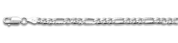 100-4MM Pave Figaro Chain .925 Solid Sterling Silver Available in 8"- 30" inches NEW