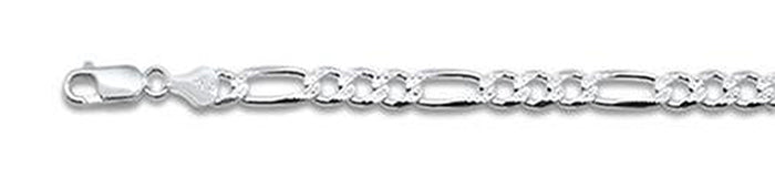 120-5MM Pave Figaro Chain .925 Solid Sterling Silver Available in 7"- 26" inches NEW