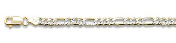 120-5MM Yellow Gold Plated Pave Figaro Chain .925 Solid Sterling Silver Available in 7"- 26" inches NEW