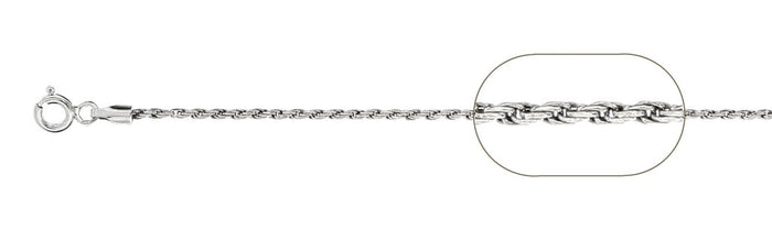 025-1.2MM Rhodium Plated Rope Chain .925 Solid Sterling Silver Available in 16"- 30" inches NEW
