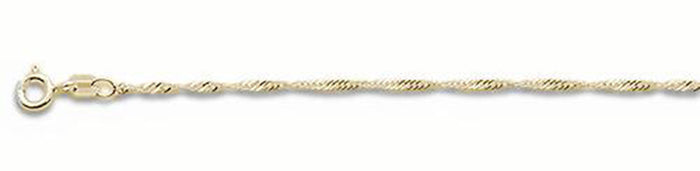 025-1.6MM Yellow Gold Plated Singapore Chain .925 Solid Sterling Silver Available in 16"- 22" inches NEW