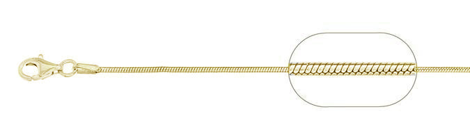 020-0.7MM Yellow Gold Plated Square Snake Chain .925 Solid Sterling Silver Available in 16"- 22" inches NEW