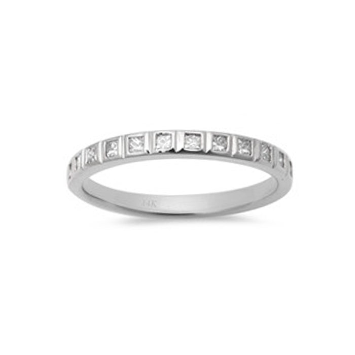 SPECIAL! .33ct 14kt White Gold Pave Set Diamond Engagement Wedding Band Size 6.5