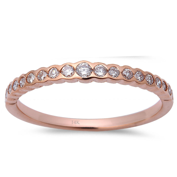 DIAMOND CLOSEOUT! .29ct 14kt Rose Gold Pave Set Diamond Engagement Wedding Band Size 6.5