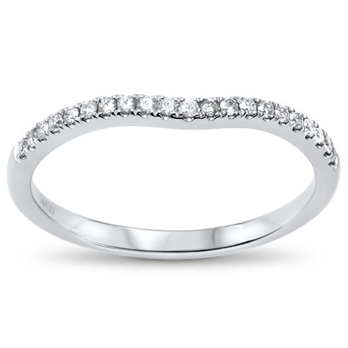 .13cts 14kt White Gold Round Diamond Curved Accent Wedding Anniversary Band Size 6.5