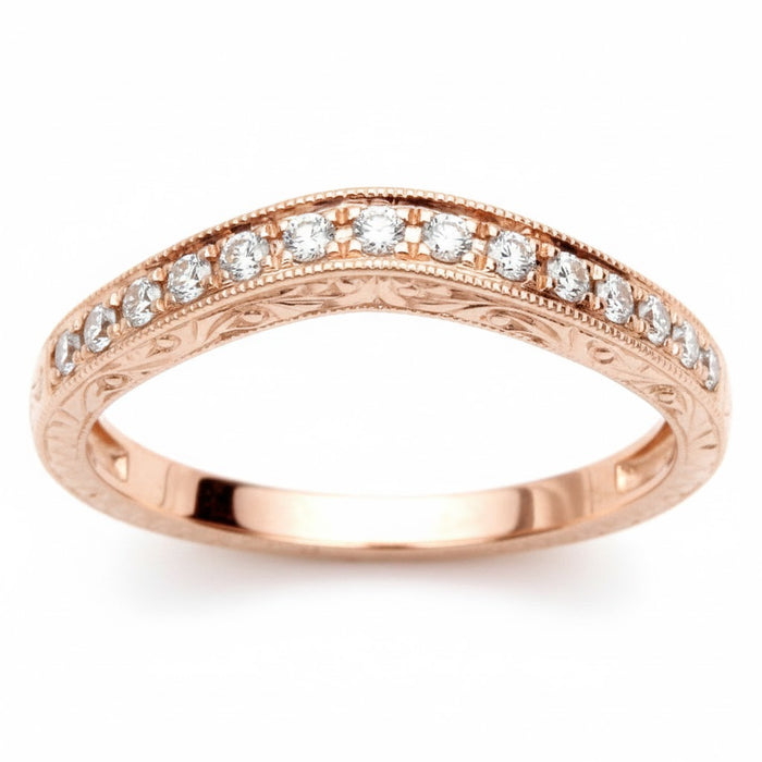 DIAMOND CLOSEOUT! .19ct 14k Rose Gold Round Diamond Curved Accent Wedding Band Size 6.5