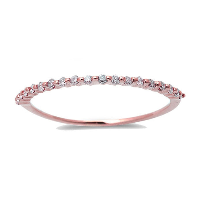 DIAMOND CLOSEOUT! .13ct 14kt Rose Gold Pave Set Diamond Stackable Wedding Ring