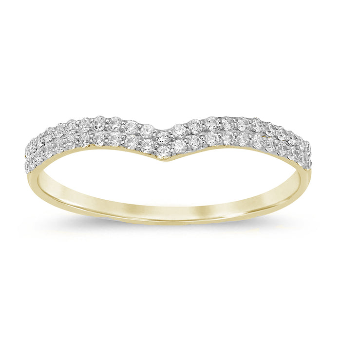.20ct G SI 14K Yellow Gold V Shape Chevron Diamond Band Ring Size 6.5