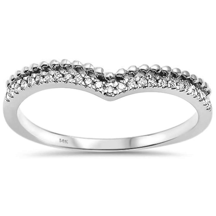 DIAMOND CLOSEOUT! .07ct 14k White Gold Diamond Chevron Band Ring Size 6.5