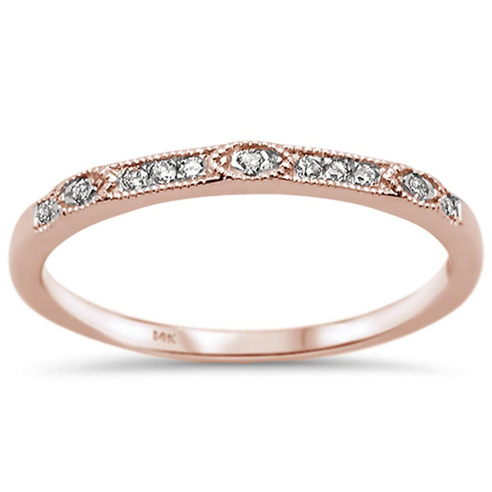 DIAMOND CLOSEOUT! .07ct 14k Rose Gold Diamond Anniversary Wedding Stackable Band Size 6.5