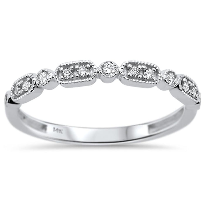 DIAMOND CLOSEOUT! .11ct 14k White Gold Diamond Anniversary Wedding Stackable Band Size 6.5