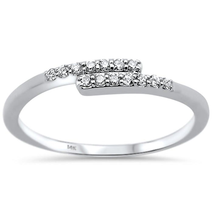 DIAMOND CLOSEOUT! .11ct 14k White Gold Diamond Trendy Open Ring Band Size 6.5