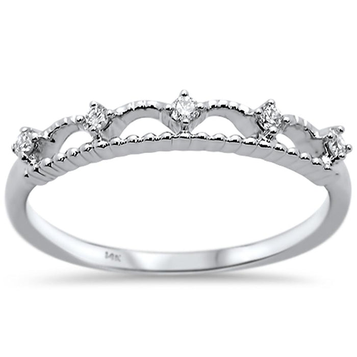 DIAMOND CLOSEOUT! .10ct 14k White Gold Diamond Anniversary Wedding Stackable Band Size 6.5