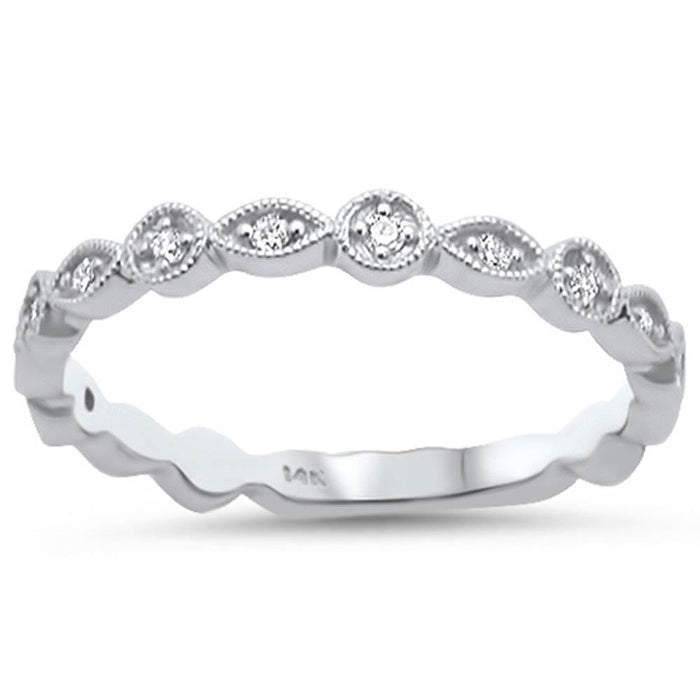 DIAMOND CLOSEOUT! .11ct 14k White Gold Stackable Wedding Anniversary Diamond Rinze 6.5
