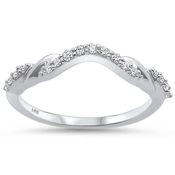 DIAMOND CLOSEOUT! .15ct 14k White Gold Stackable Curved Accent Band Diamond Rinze 6.5