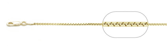 CLOSEOUT 20% OFF! 024-1.2MM Yellow Gold Box Plated Chain .925 Solid Sterling Silver Sizes 16-20" NEW