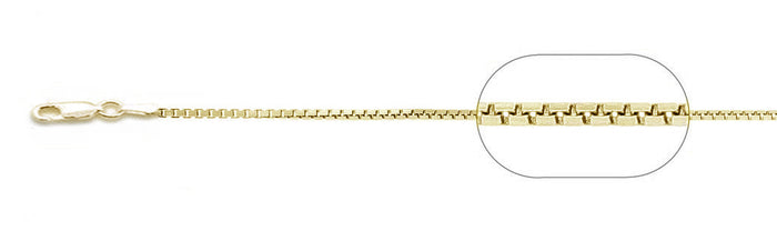 CLOSEOUT 20% OFF! 026-1.4MM Yellow Gold Box Plated Chain .925 Solid Sterling Silver Sizes 16-20" NEW