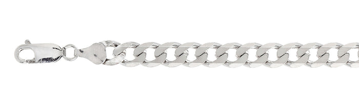 180-7.5MM Flat Curb Chain .925 Solid Sterling Silver Sizes 8-32" NEW