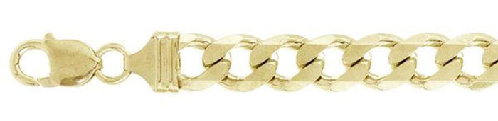 CLOSEOUT 20% OFF! 350-15.5MM Yellow Gold Plated Flat Curb Chain Made in Italy Available in 9"- 30" inches