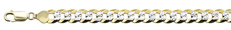 CLOSEOUT 20% OFF! 180-7.5MM Two Tone Yellow Plated & White Pave Curb Chain .925 Solid Sterling Silver Sizes 8"-30" NEW