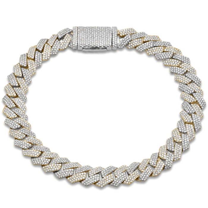 SPECIAL! 11mm 4.39ct G SI 14K Yellow Gold Square Diamond Cuban Bracelet 8" Long