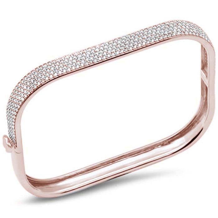 SPECIAL! 2.46ct G SI 14K Rose Gold Round Diamond Square Bangle Bracelet Size 6.5"