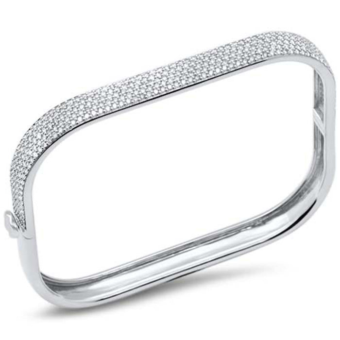 SPECIAL! 2.46ct G SI 14K White Gold Round Diamond Square Bangle Bracelet Size 6.5"