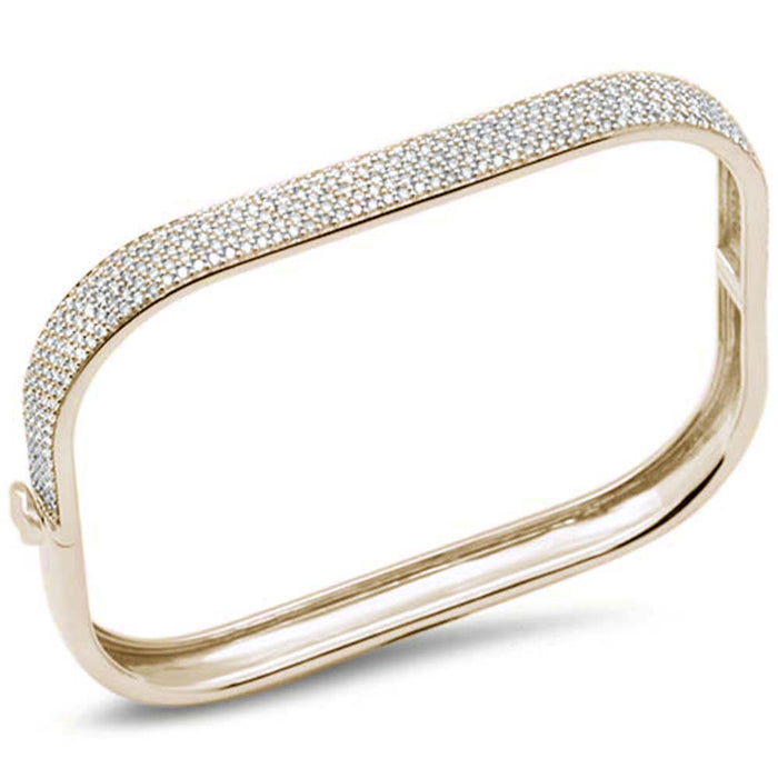 SPECIAL! 2.46ct G SI 14K Yellow Gold Round Diamond Square Bangle Bracelet Size 6.5"
