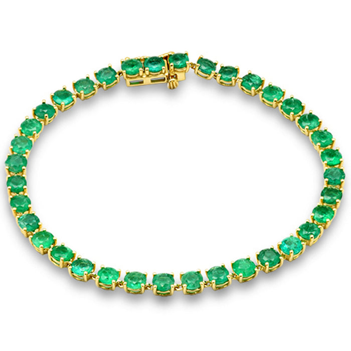 SPECIAL! 7.94ct G SI 14k Yellow Gold Round Emerald Gemstone Tennis Bracelet 7" Long