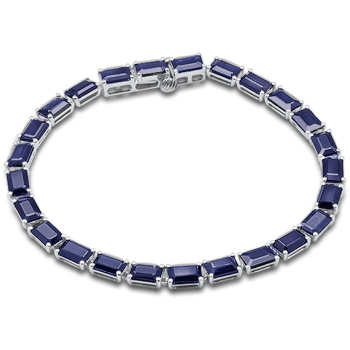 SPECIAL!16.95ct G SI 14K White Gold Blue Sapphire Gemstone Bracelet 7" Long