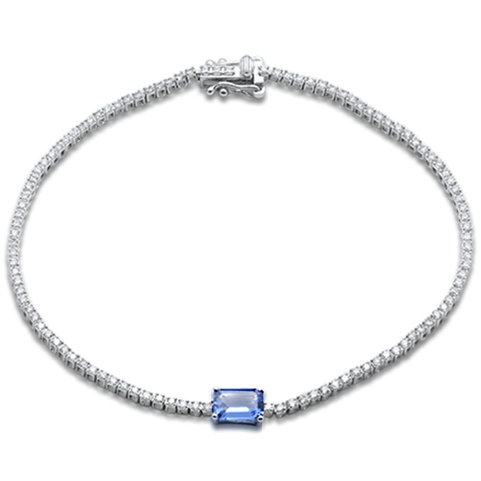 SPECIAL!2.00ct G SI 14K White Gold Diamond & Tanzanite Gemstone Tennis Bracelet 7" Long