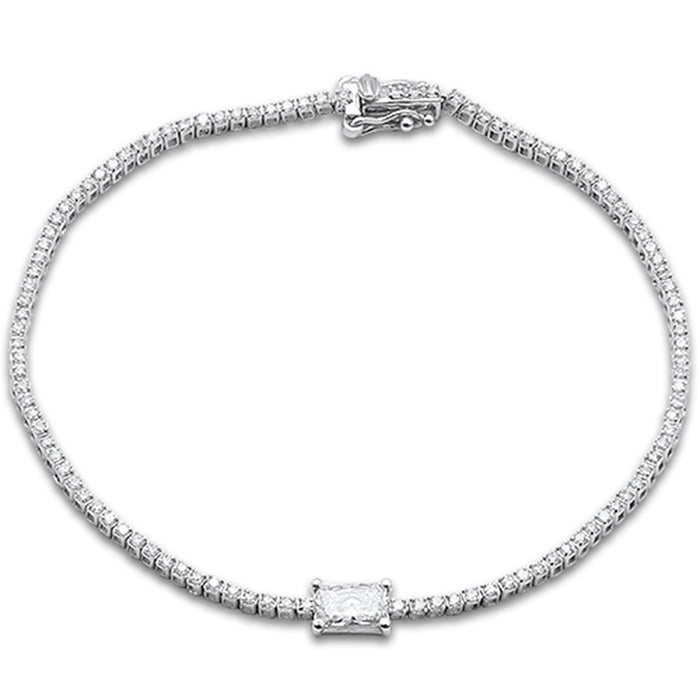 SPECIAL!1.53ct G SI 14K White Gold Diamond Radiant Shape Tennis Bracelet 7" Long