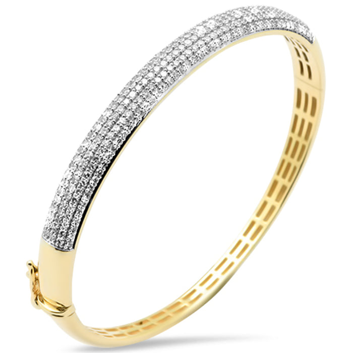 SPECIAL!1.97ct G SI 14K Yellow Gold Round Diamond Dome Bangle Bracelet