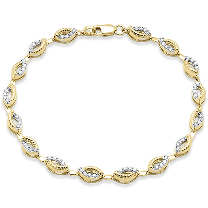 SPECIAL!.50ct G SI 14K Yellow Gold Diamond Evil Eye Style Link Bracelet 7" Long