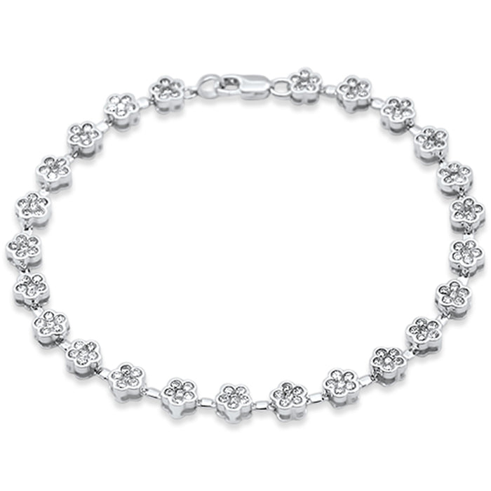 SPECIAL! 2.00ct G SI 14KT White Gold Diamond Flower Bracelet 7" Long