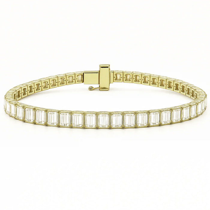 SPECIAL! 7.39ct G SI 14K Yellow Gold Emerald Cut Diamond Tennis Bracelet 7" Long