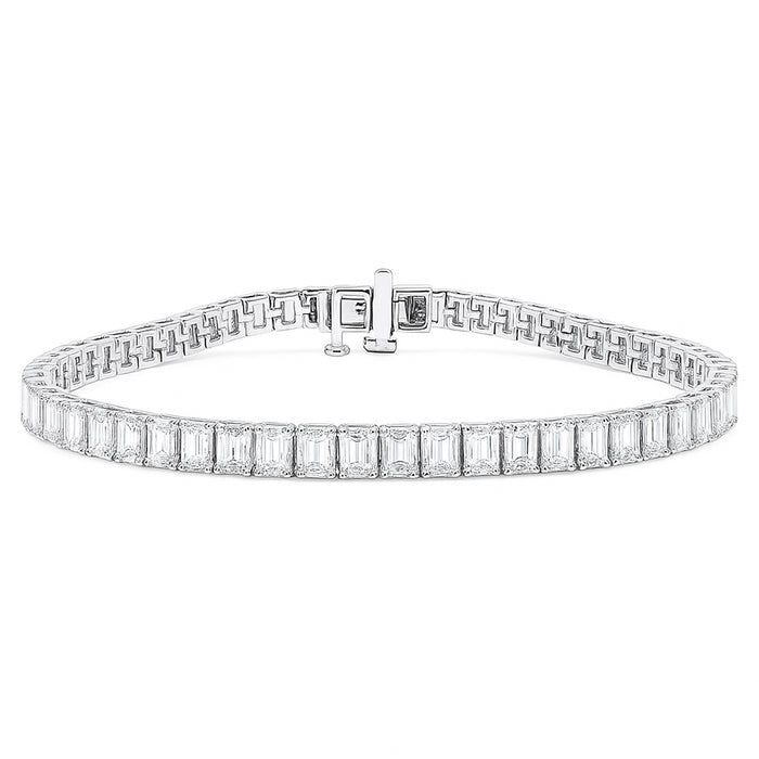 SPECIAL! 8.50ct G SI 14K White Gold Emerald Cut Diamond Tennis Bracelet 7" Long