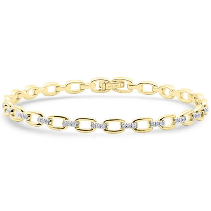 SPECIAL! .49ct G SI 14kt Yellow Gold Diamond Square Link Bracelet 7.5" Long