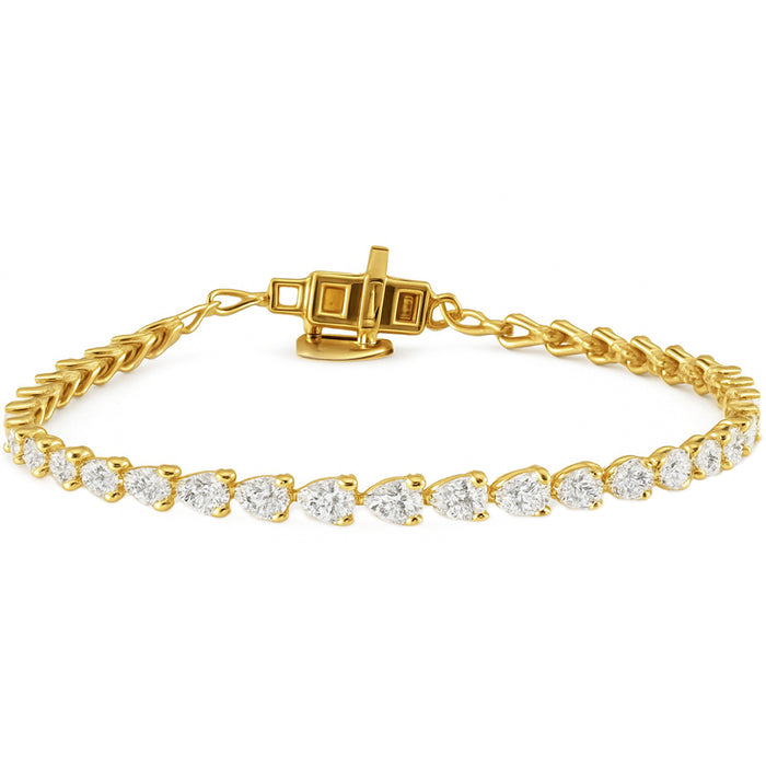 SPECIAL! 3.43ct G SI 14kt Yellow Gold Pear Shape Diamond Tennis Bracelet 7" Long