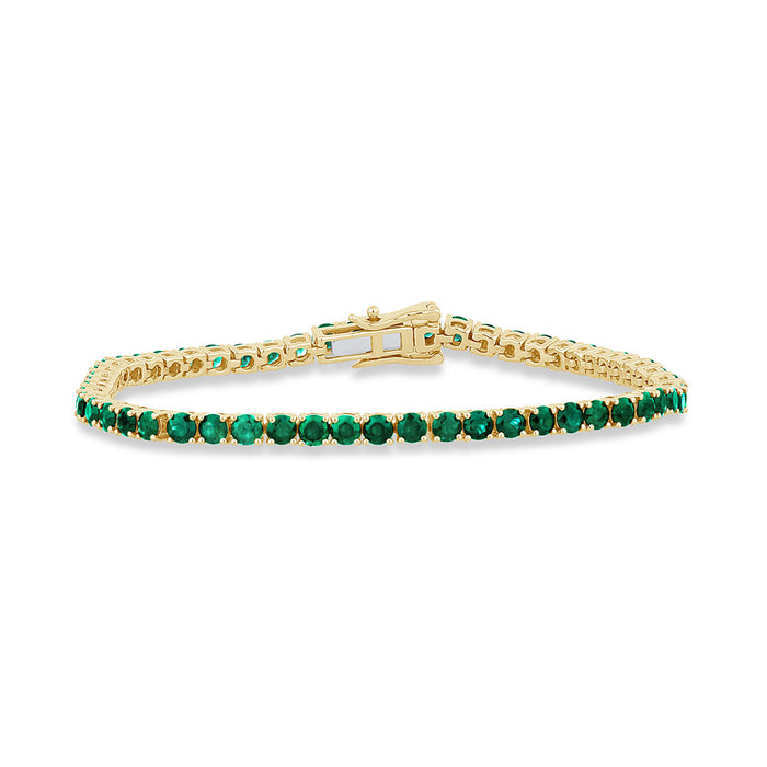 SPECIAL! 5.34ct G SI 14K Yellow Gold Emerald Gemstones Tennis Bracelet 7" Long